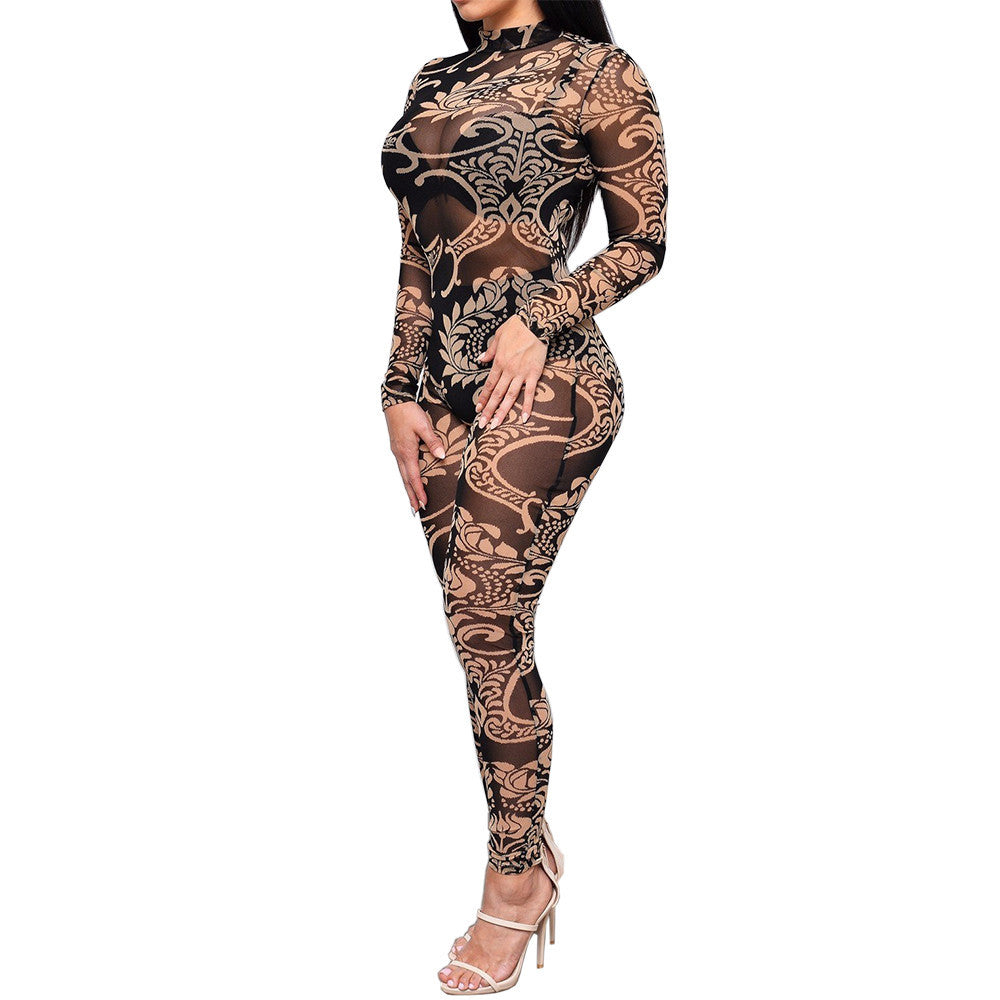 2022 New Sexy Women Tattoo Tribal Print Stretchy Bodysuit See-Through Mesh  Sheer Long Sleeve Top Lady Clubwear O Neck Bodycon - Price history & Review