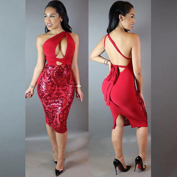 Backless Slit Formal Sequined Party Bodycon Dress – Celebrity Style ...