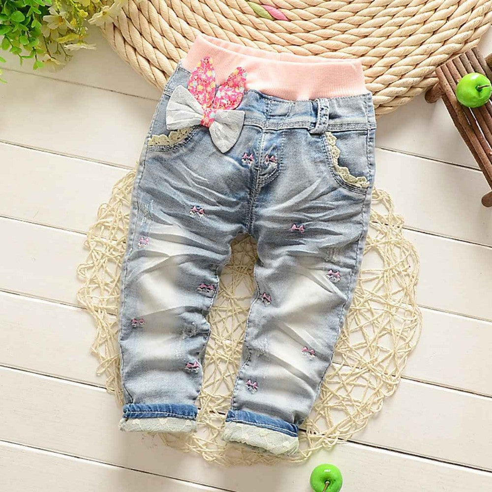 Girls Jeans Big Bow Jeans Girls Spring Autumn Children Jeans