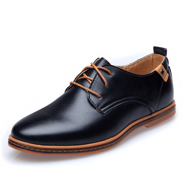 Leather Casual Men Shoes Fashion Men Flats Round Toe Comfortable Offic ...