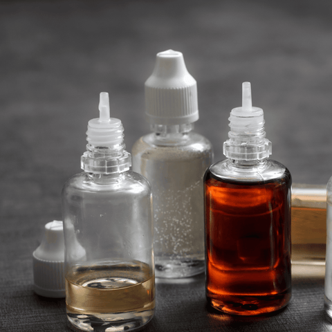 E-liquids contain vegetable glycerine, propylene glycol, flavourings and nicotine