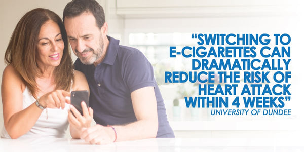 University of Dundee research found that people who switch to e-cigarettes see a dramatic reduction in the risk of heart attack within just 4 weeks