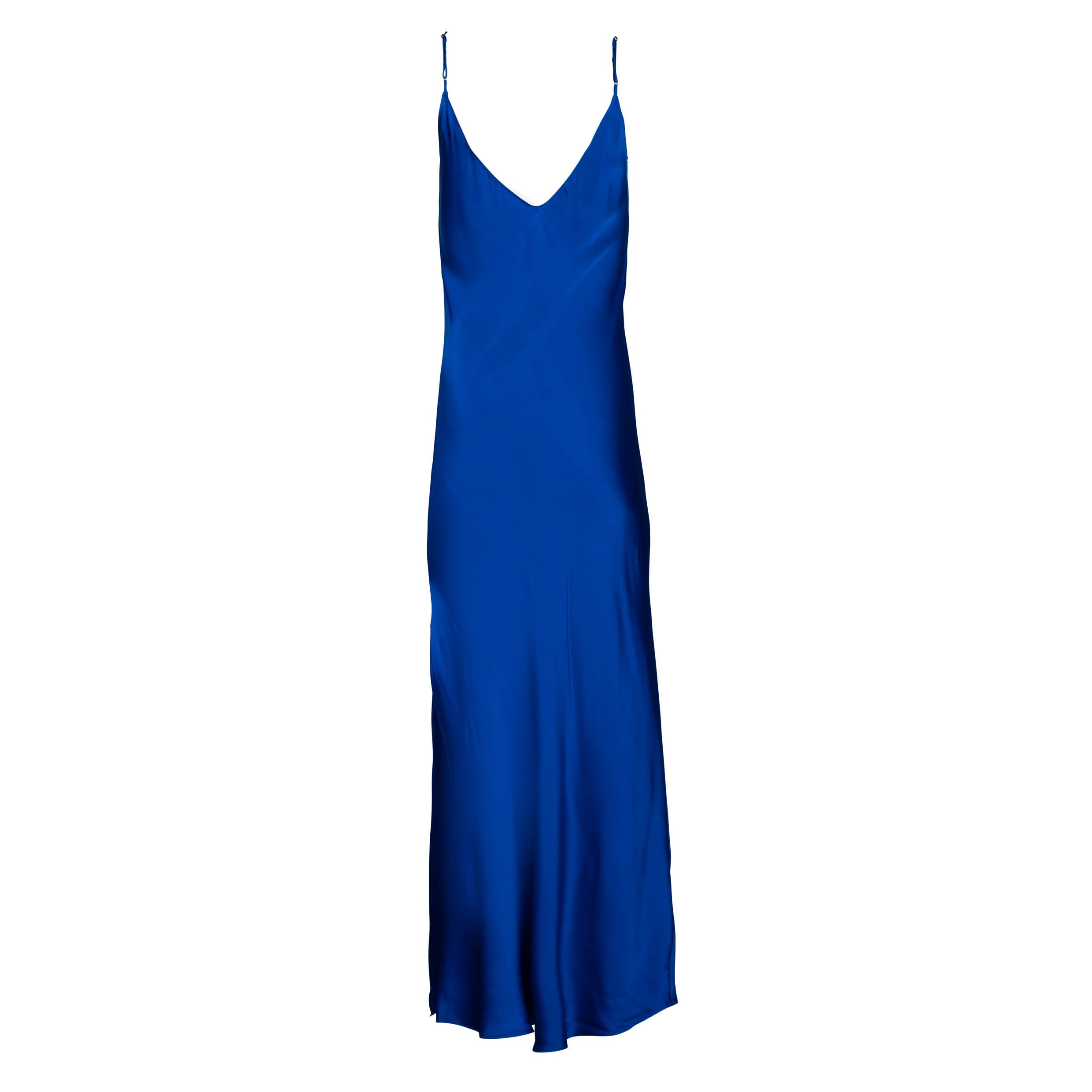 Cobalt Blue Long Silk Slip Dress