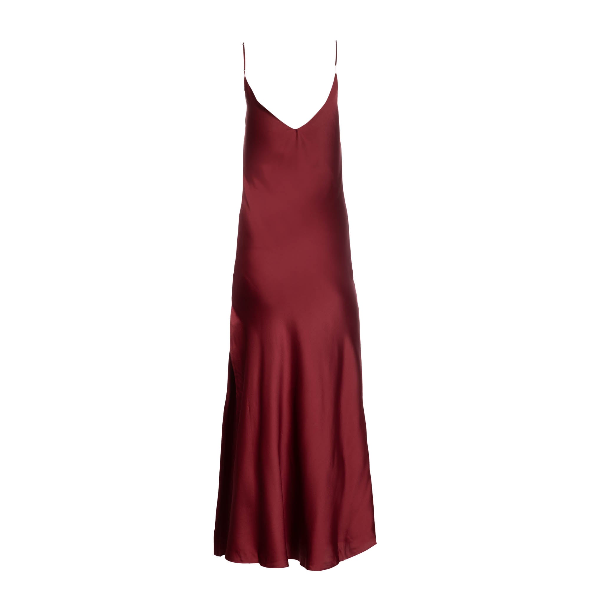 Bordeaux Long Silk Slip Dress