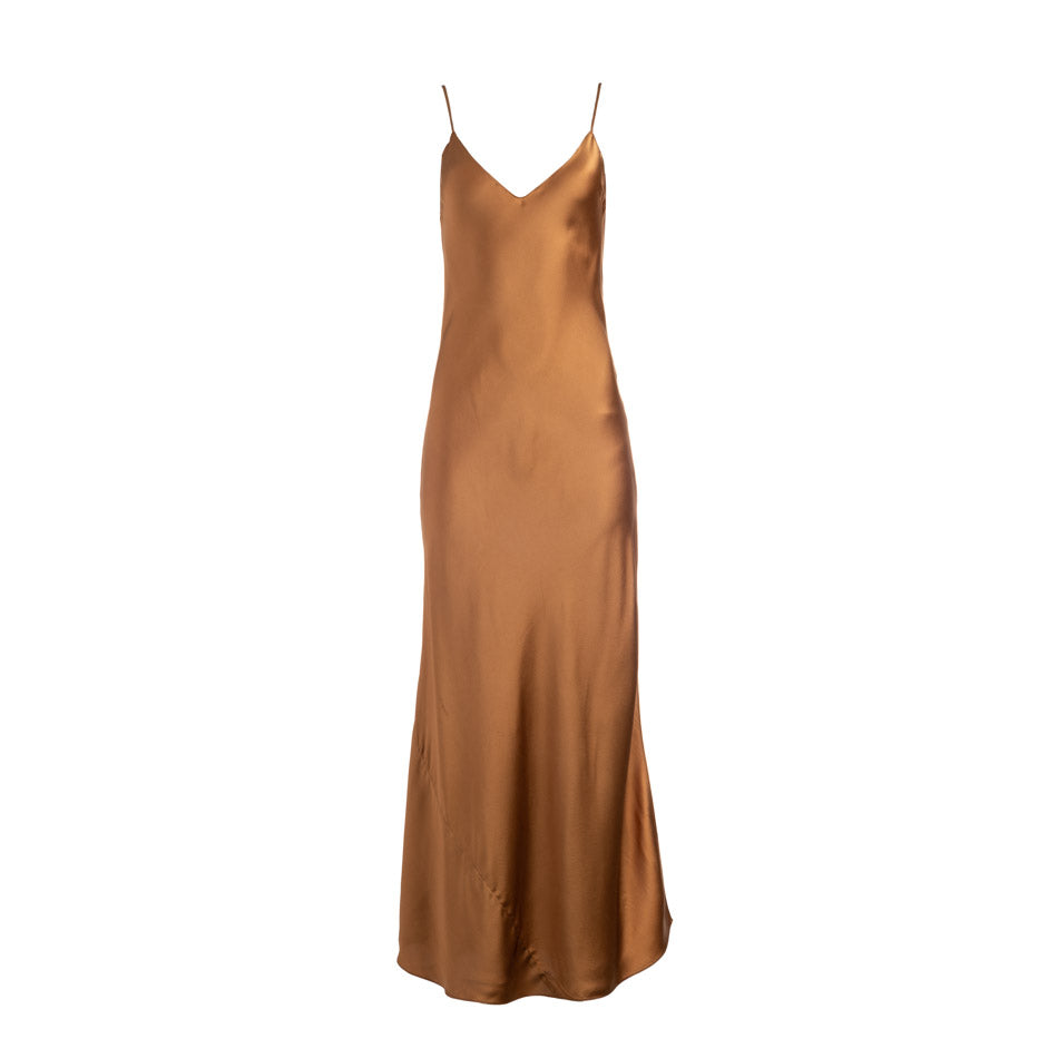 bronze long dress