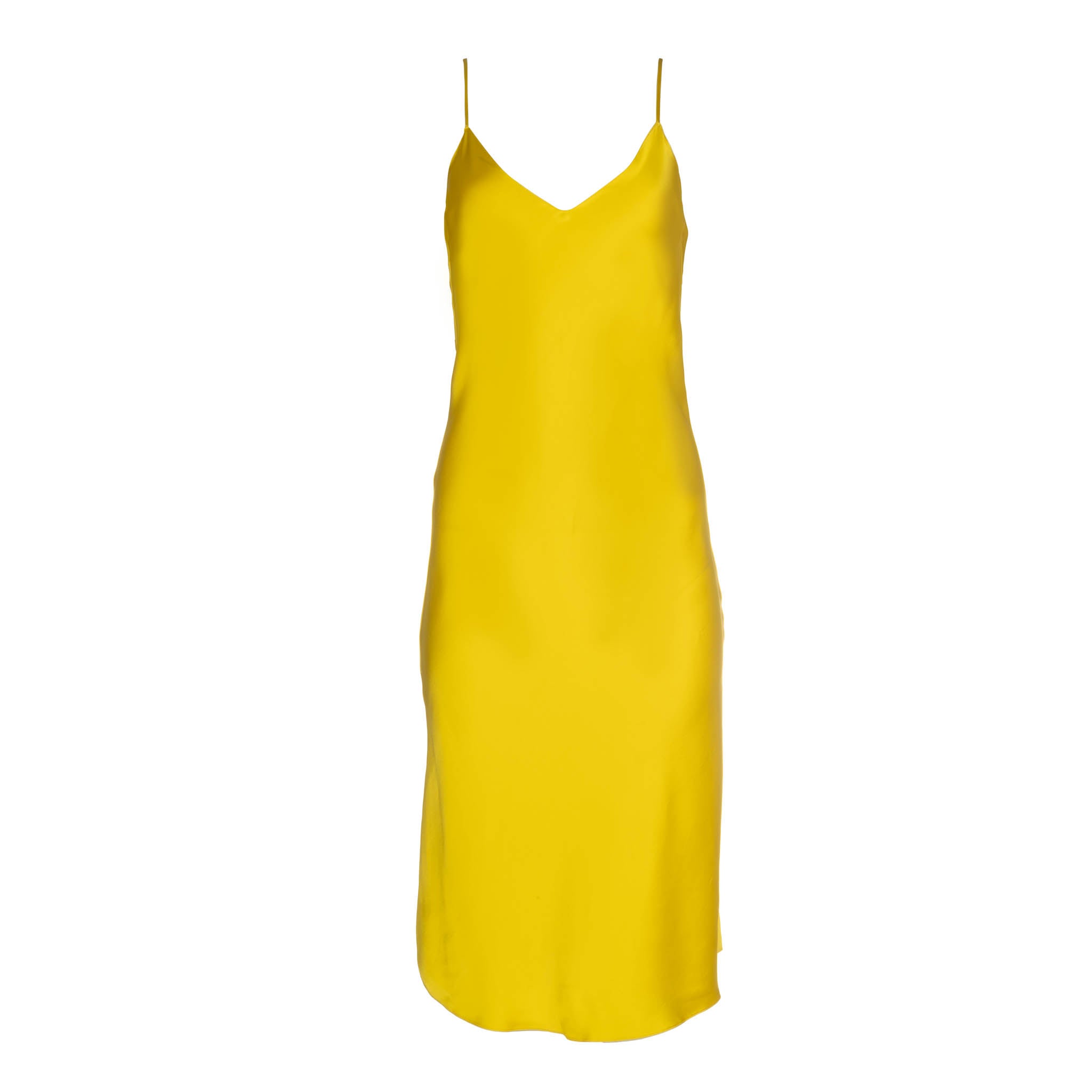 yellow midi slip dress