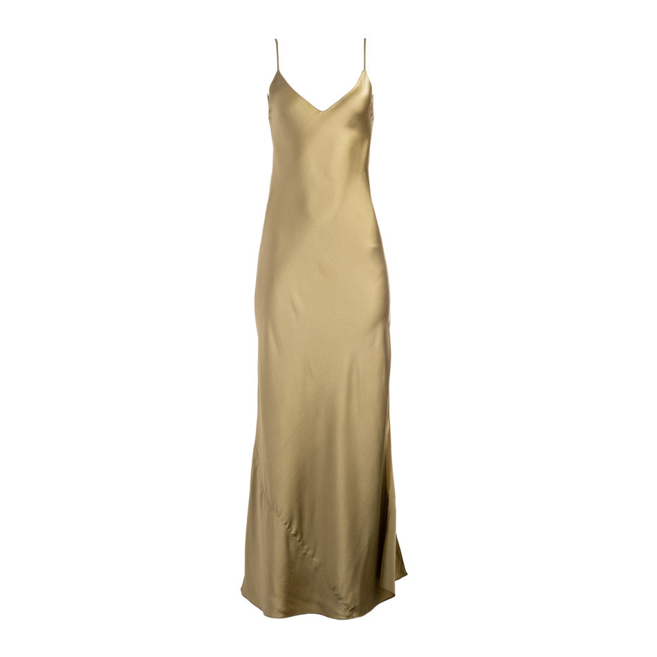 khaki silk dress