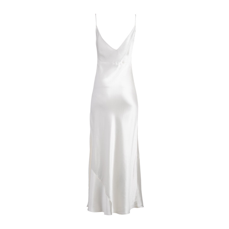 satin slip dress white