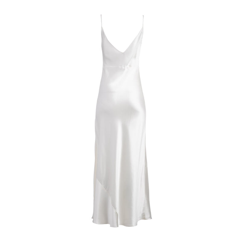 Dannijo White Silk Slip Dress with Side 