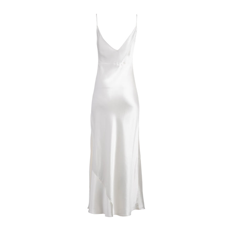 silk slip dress white