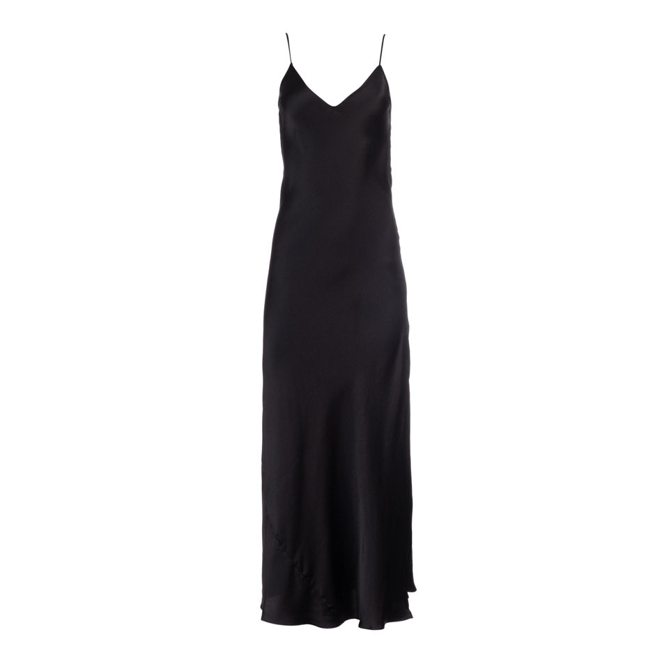 silk slip dress with slit