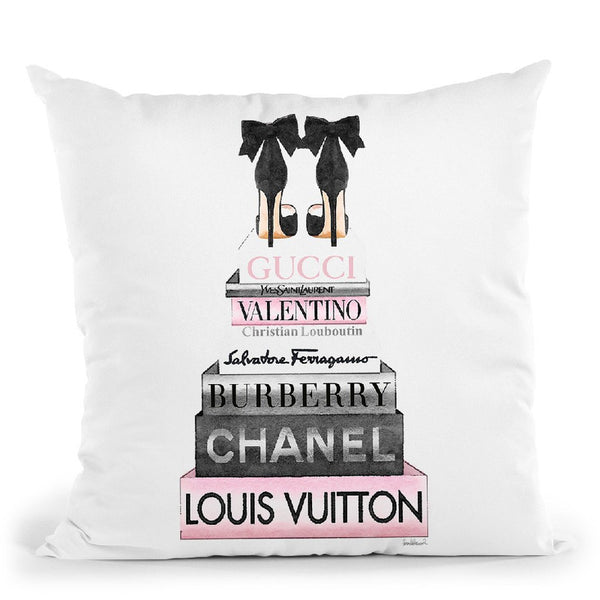 Tall Grey & Pink Fashion Books Throw Pillow By Amanda Greenwood – All About  Vibe