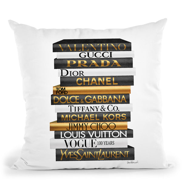 High Fashion Book Stack Black & White Throw Pillow By Amanda Greenwood –  All About Vibe