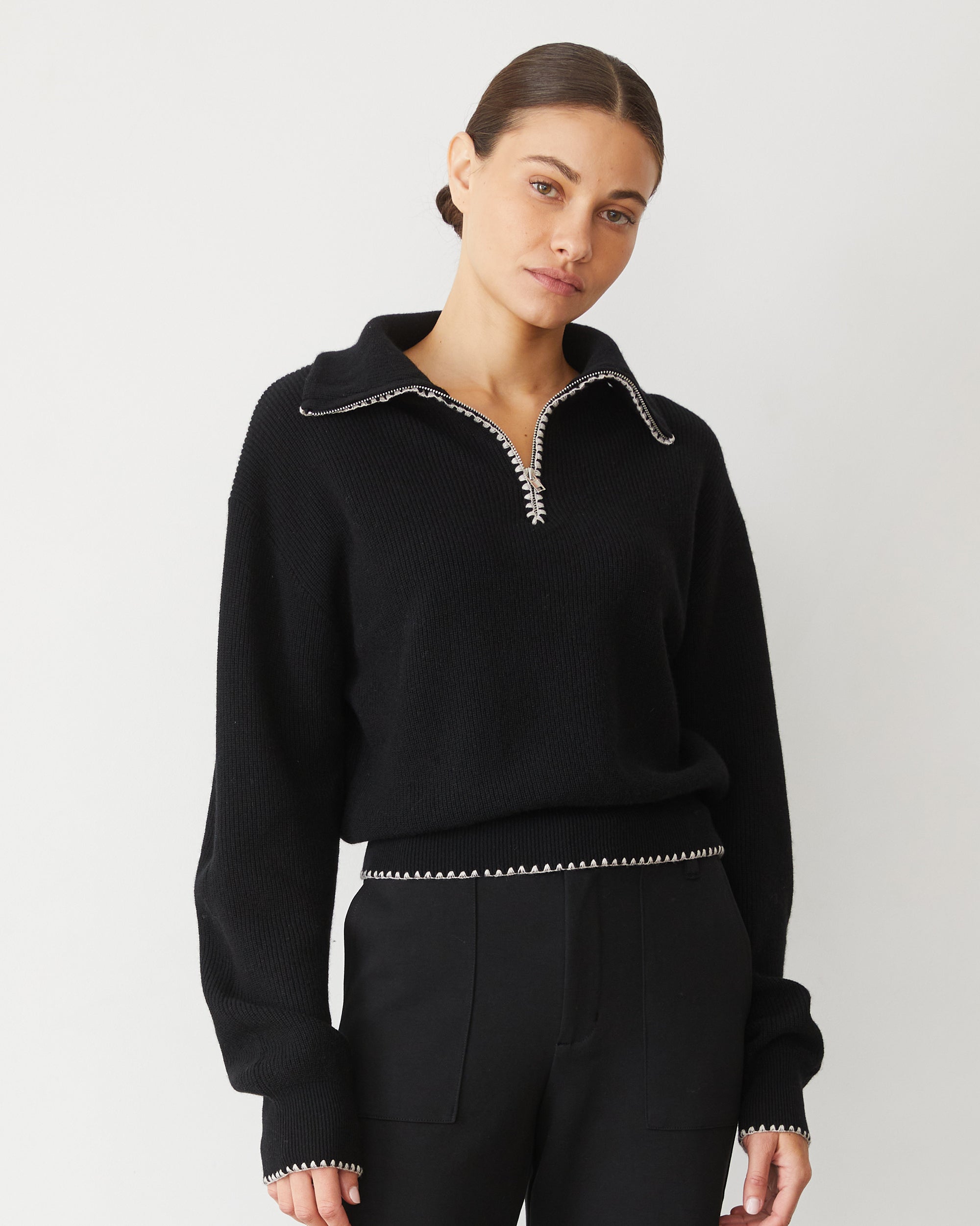  Wool Cashmere Half Zip Sweater