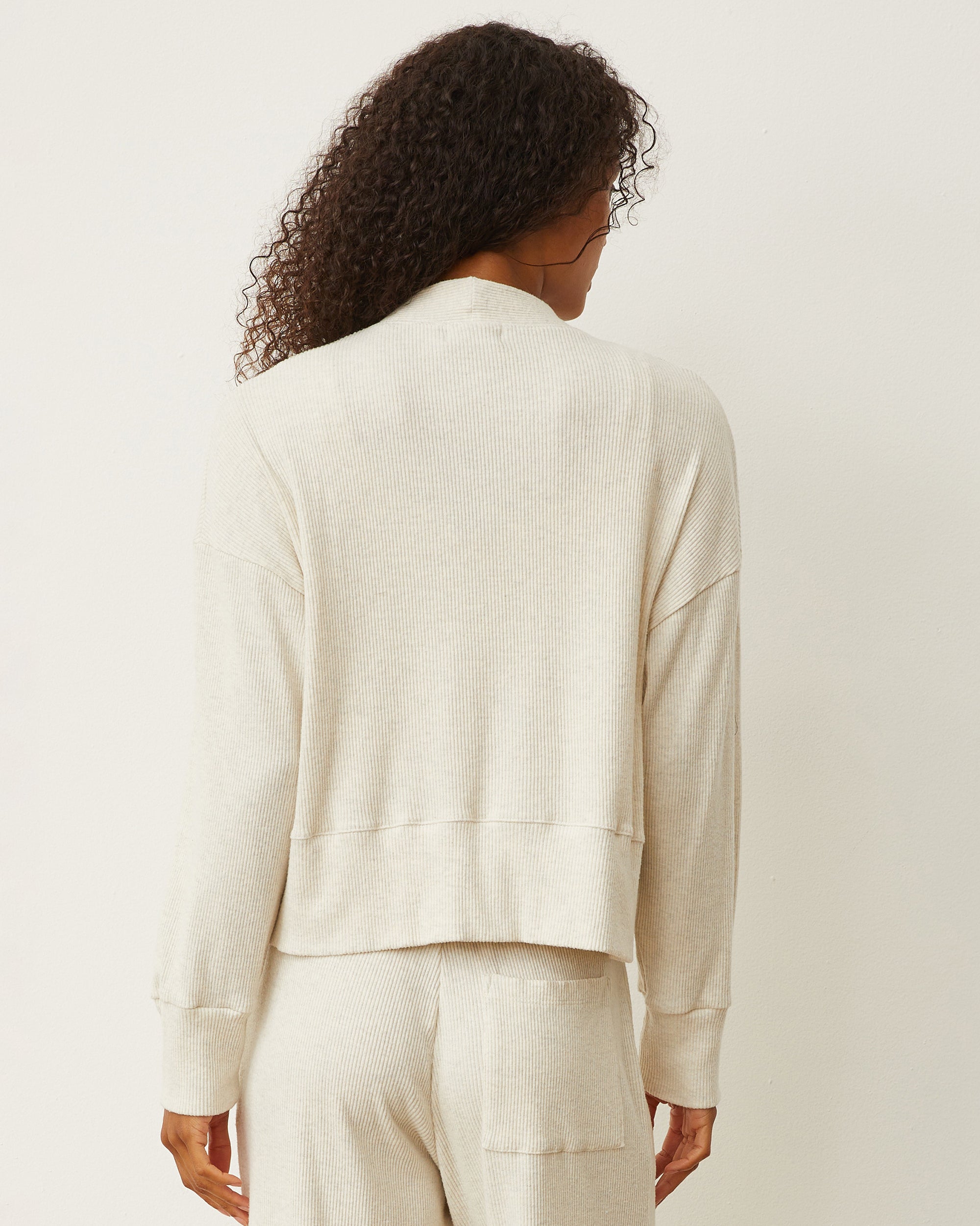 Monrow Brushed Rib Cardigan In Ash