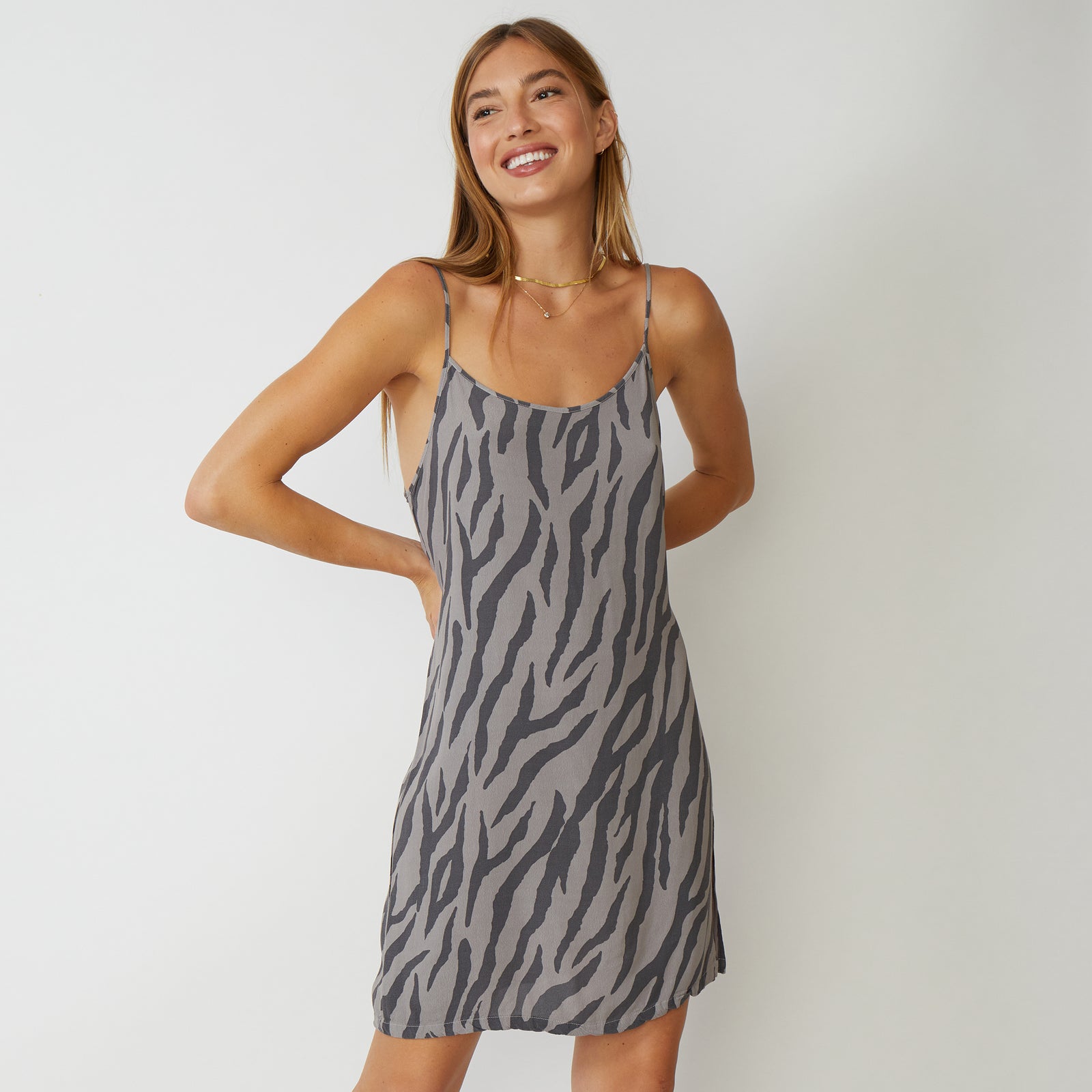 zebra slip dress