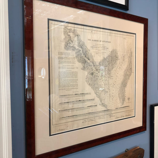 Framed Vintage Nautical Chart, Annapolis Harbor, 1874 - Annapolis Maritime Antiques