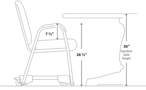 T1 Armed 22 CC4 table height dimensions
