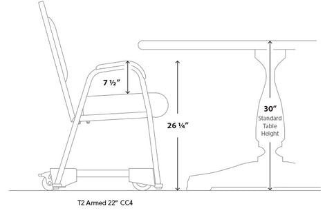 T2 Armed 22 CC4 table height dimensions