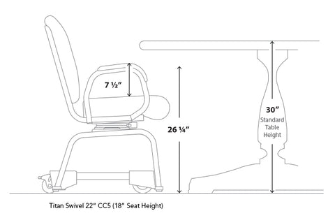 Titan Swivel CC5 table height dimensions