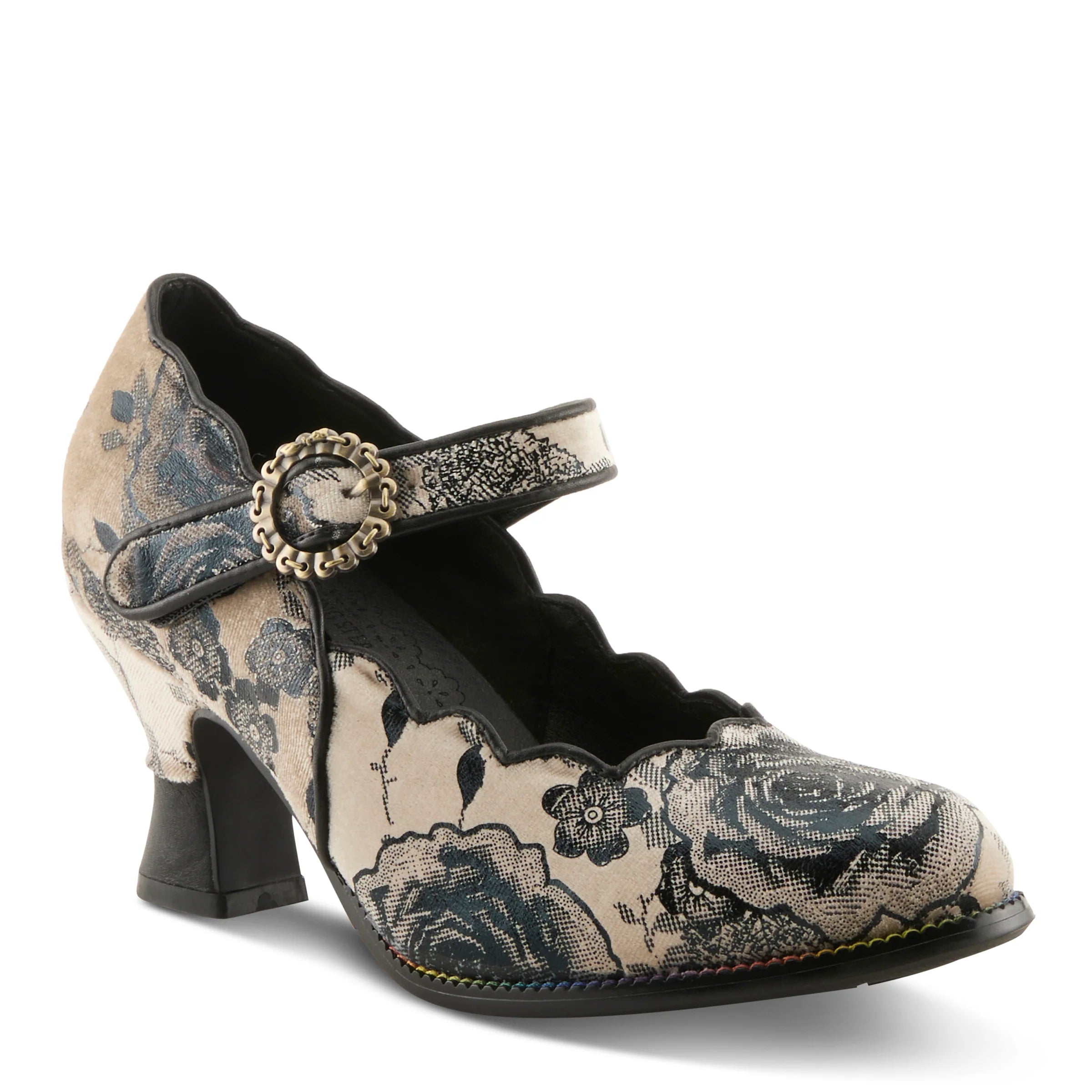 Fleurs de Soirée Heels in Black Multi