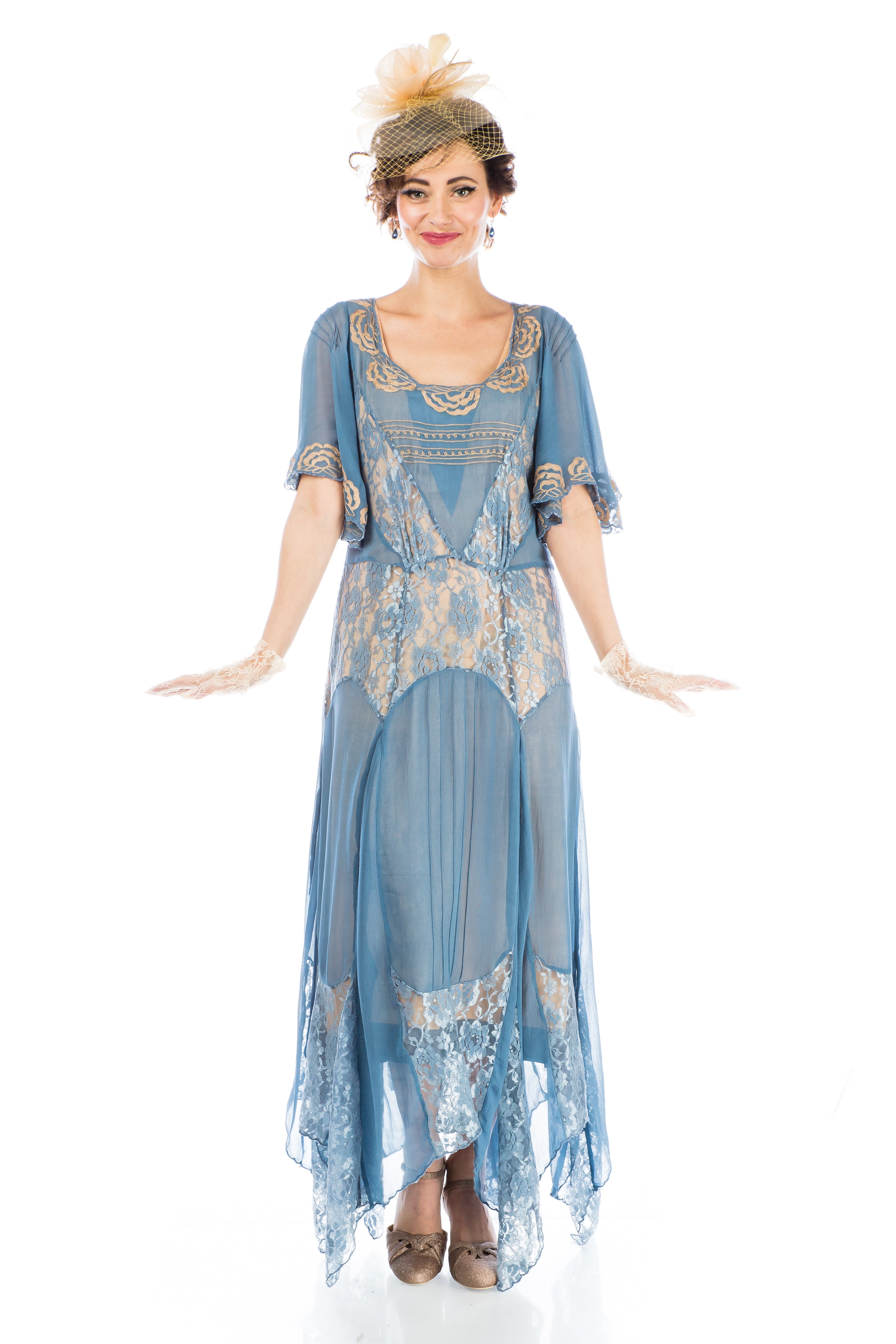 Irene Art Nouveau Style Dress in Blue by Nataya