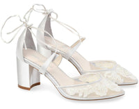 Candice Lace Wedding Heels in Nude Ivory by Bella Belle