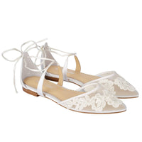 Candice Lace Wedding Heels in Nude Ivory by Bella Belle