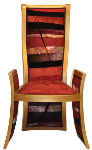 high back chair upholstered in patchwork fabric sara palacios designs