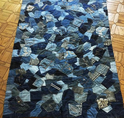 handmade rug with jean pockets sara palacios designs