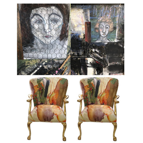 sara palacios art with hand painted with chairs upholstered in hand painted velvet