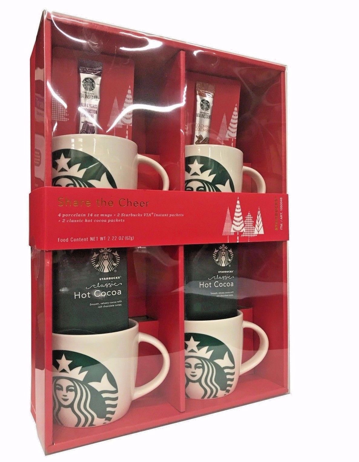 Starbucks Gift Pack - 4 Porcelain 14oz Mugs, 2 Via Instant ...