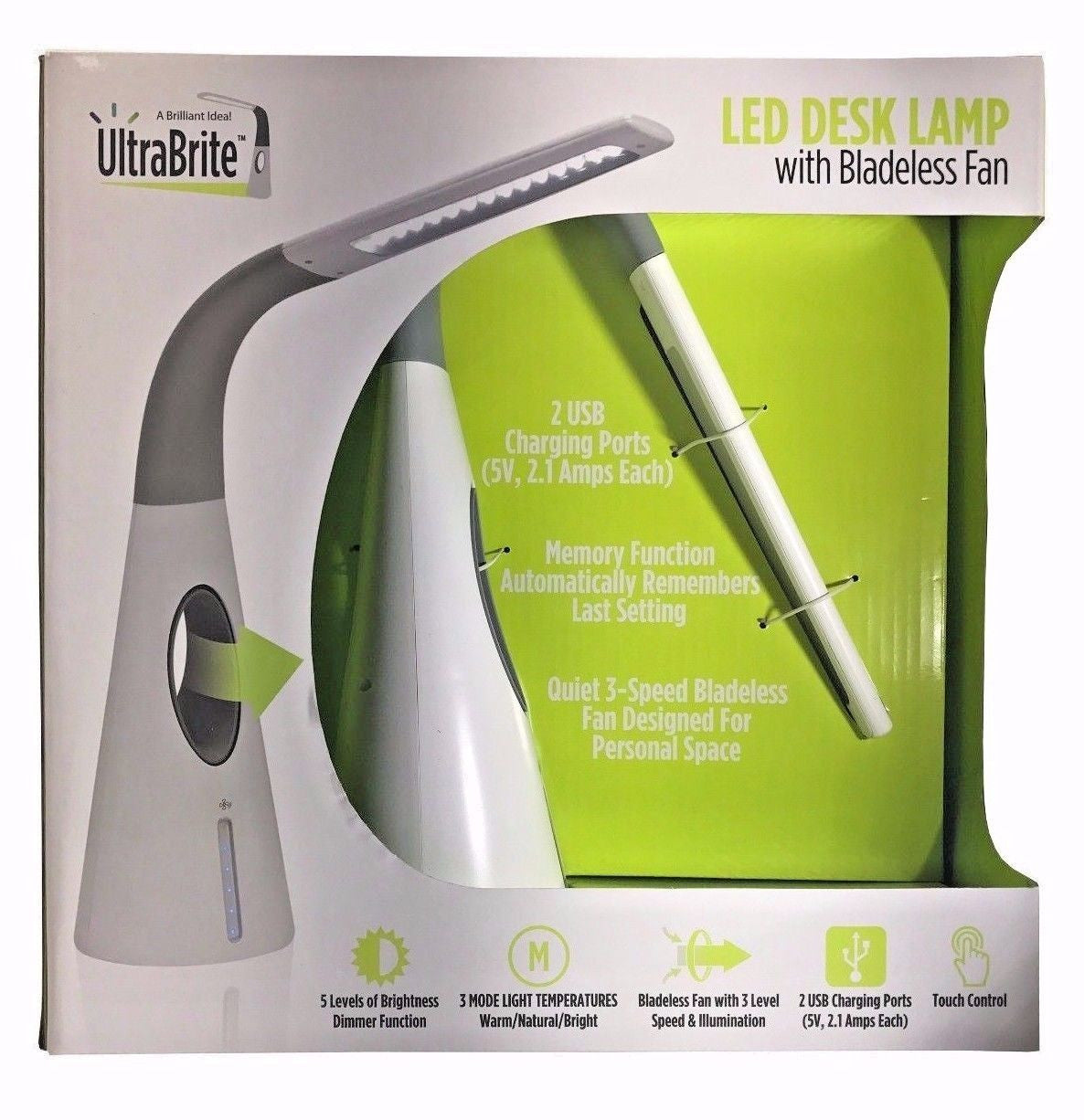 ultrabrite led desk lamp with bladeless fan costco