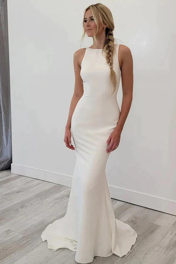 Mermaid Satin Lace Wedding Dresses Bridal Gown With Side Slit