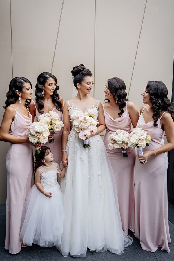 Bridesmaid Cowl Neck Long Sleeve Maxi Dress