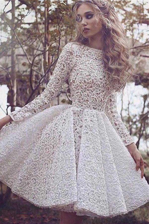 A-line V-neck Knee-Length Lace Wedding Guest Dresses With Half Sleeves  ASD2475 – BohoProm