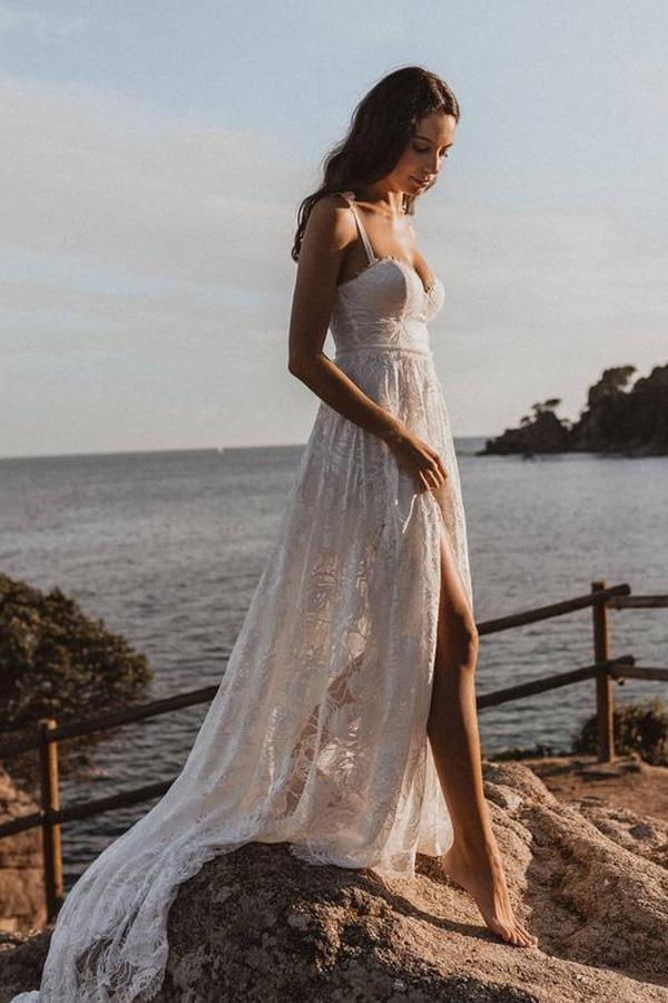 Boho Chic Low Back Top Lace Spaghetti Strap Wedding Dress With Beading And  Corset Perfect For Beach Weddings And Sexy Bridal Gowns From Lpdqlstudio,  $142.65