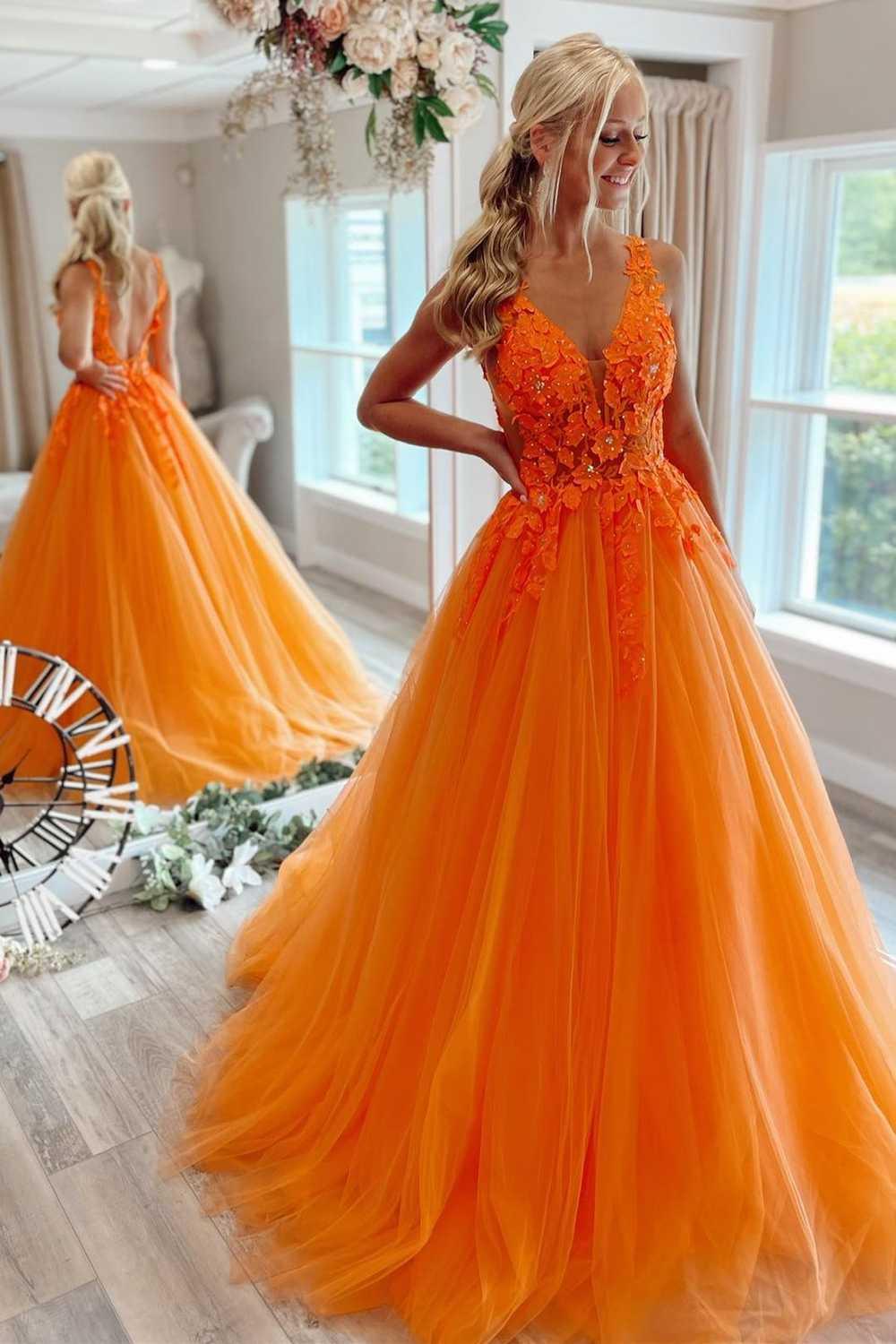 Simple Orange satin mermaid long prom dress orange evening dress – dresstby