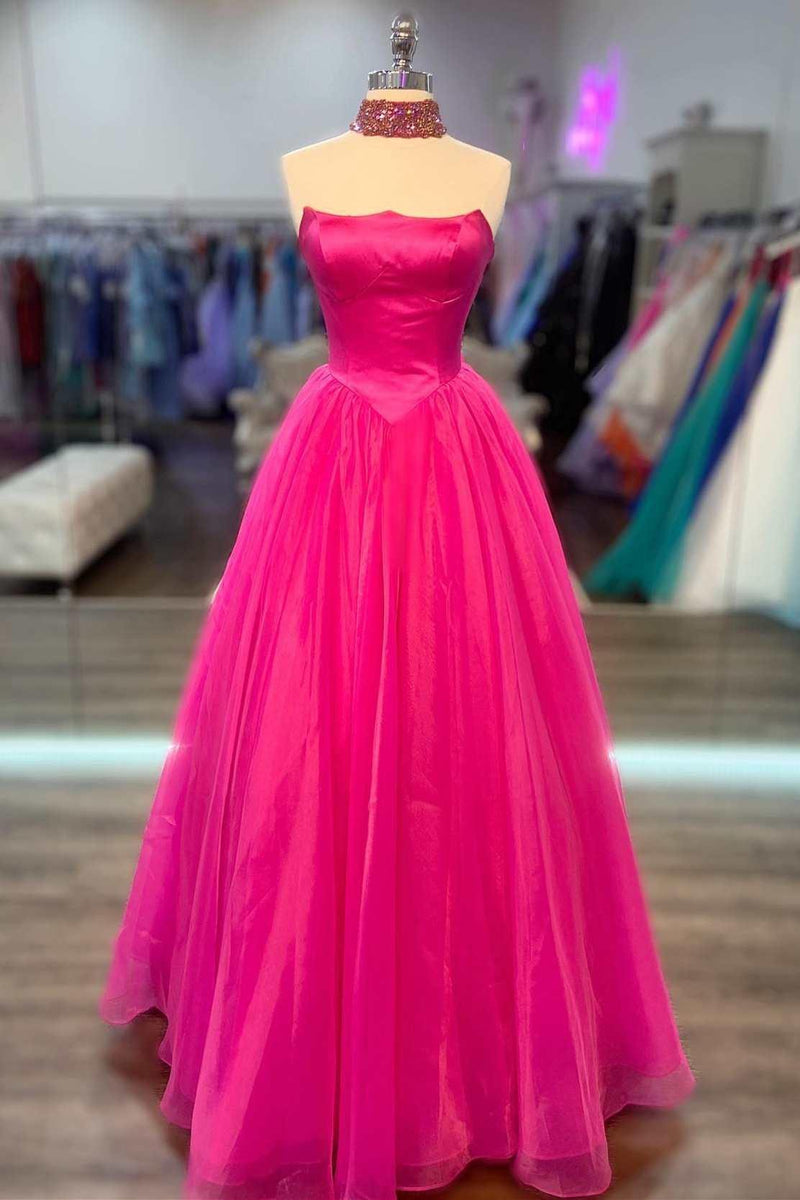 Princess Hot Pink Tulle Tiered Long Dress – Dreamdressy