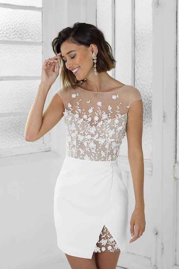 Perfect White Short Bridal Party Dress Lace Homecoming Dress PD456 –  Pgmdress