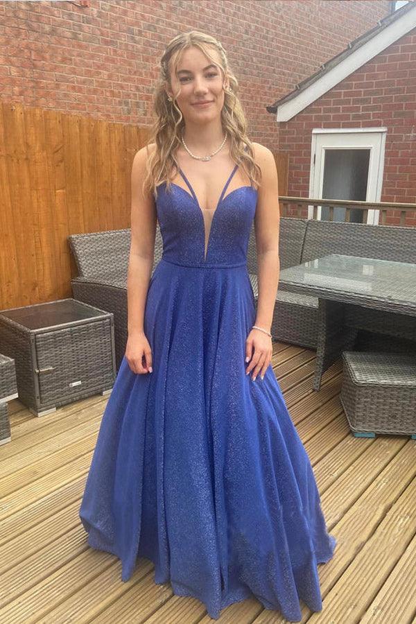 Sexy Plunging V-neck Evening Dress Backless Prom Gown - TheCelebrityDresses