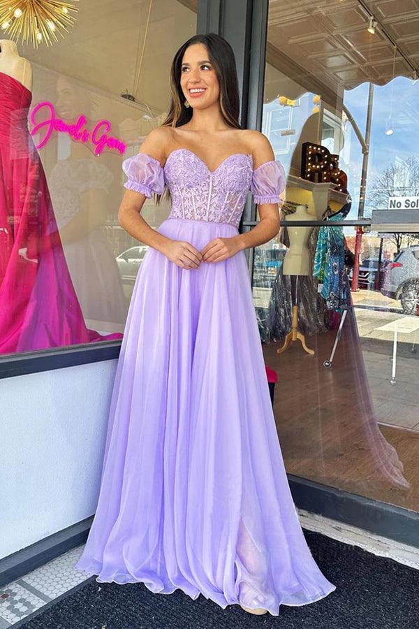 V Neck Lilac High Low Tulle Prom Dresses Formal Evening Dresses PSK155