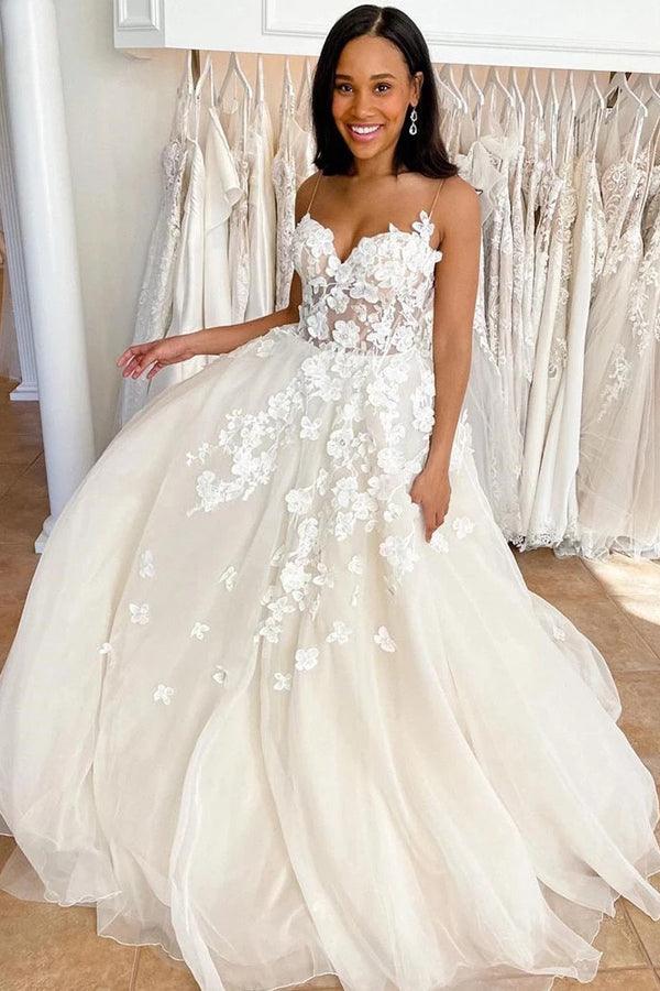 Wedding Gowns Sweetheart Neck Boho 3D Lace Wedding Dresses WD602