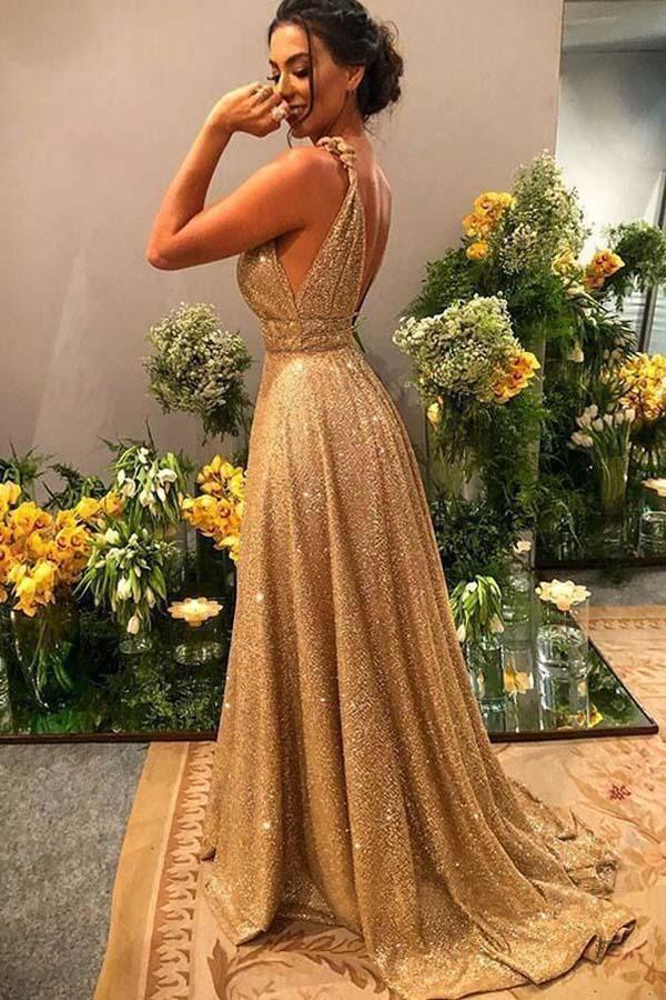 Long Gold Sequin Dress 