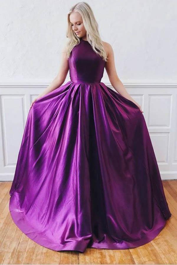 Silk Purple Prom Dresses