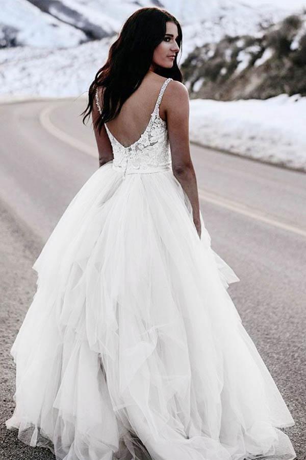 Slinky Slip Style Fitted Sleeveless With Spaghetti Straps Open Back Wedding  Dress Bridal Gown Hunter Dress Lace Train Fit and Flare -  Canada