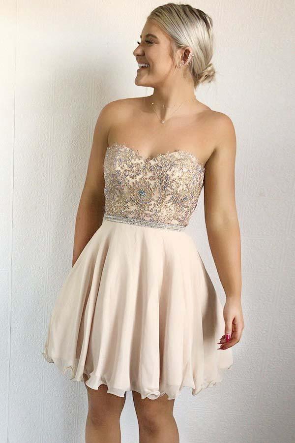 Sparkly Pearl Pink Prom Dresses