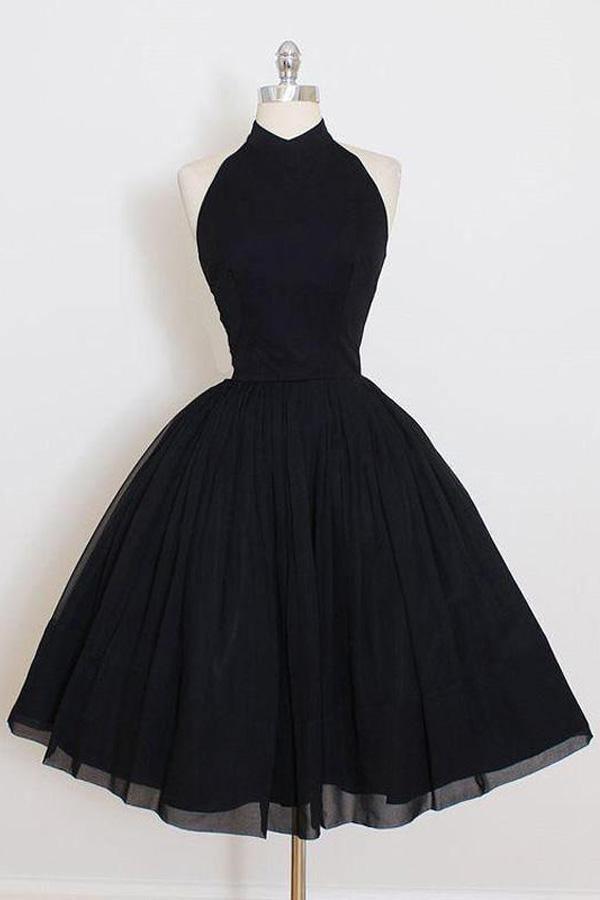 Black Halter Simple Short Homecoming/Party Dresses PD106 – Pgmdress
