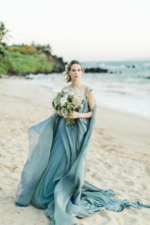 Illusion Neckline Sheer Back Beach Lace Chiffon Wedding Dress
