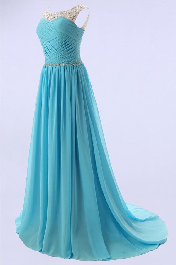 Elegant A-line Scoop Bridesmaid/Prom Dresses with Beading – Pgmdress